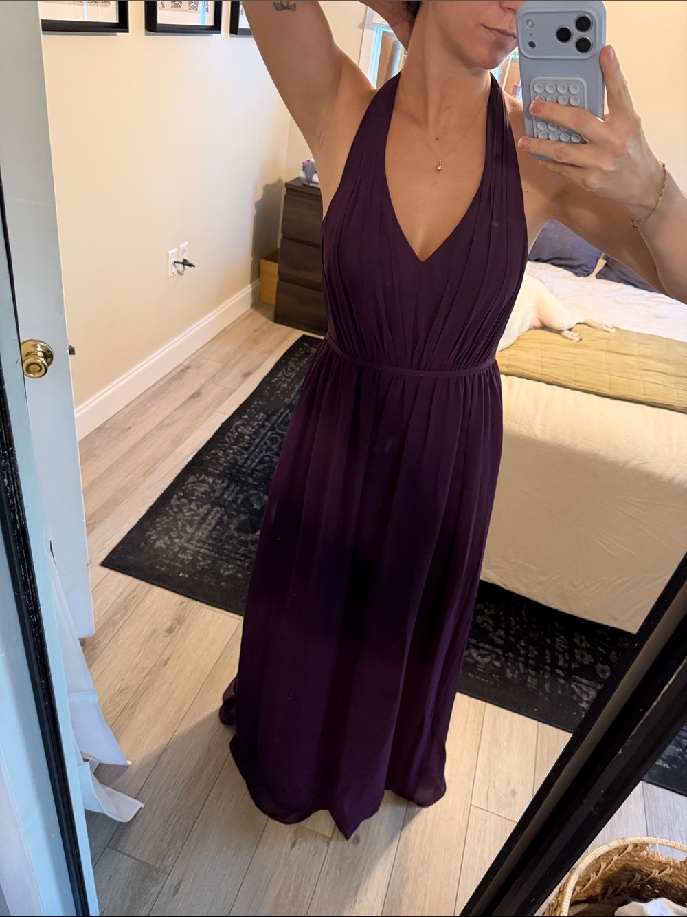 Azazie Grape Halter Maxi Dress